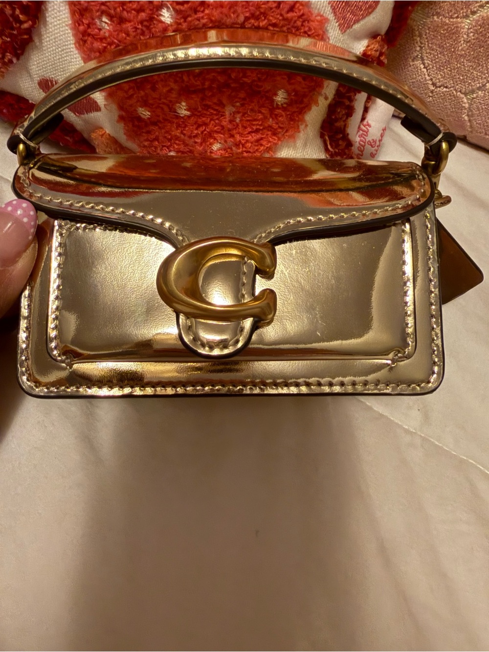 Coach Metallic Gold Mini tabby Top-Handle Bag with Detachable Strap - Picture 7 of 8